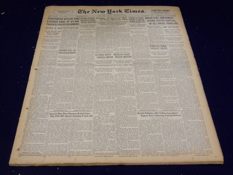 1937 FEBRUARY 26 NEW YORK TIMES - VANDENBUSH ROBS KATONAH BANK - NT 3445