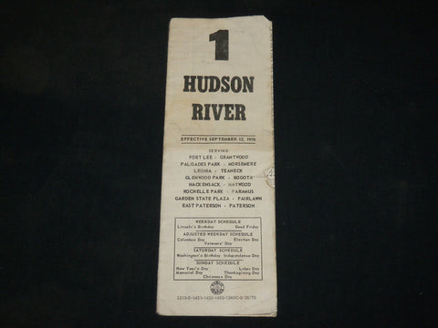 1970 HUDSON RIVER BUS SCHEDULE - FORT LEE - GRANTWOOD - J 6123