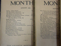 1909 THE ATLANTIC MONTHLY MAGAZINE LOT OF 11 - NICE STORIES & ARTICLES - WR 342
