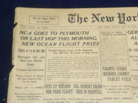 1919 MAY 30 NEW YORK TIMES - NC-4 GOES TO PLYMOUTH - NT 9254