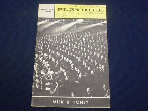 1963 JAN 21 PLAYBILL MILK & HONEY SIGNED BY MOLLY PICON & JOYCE LYNN - J 1770