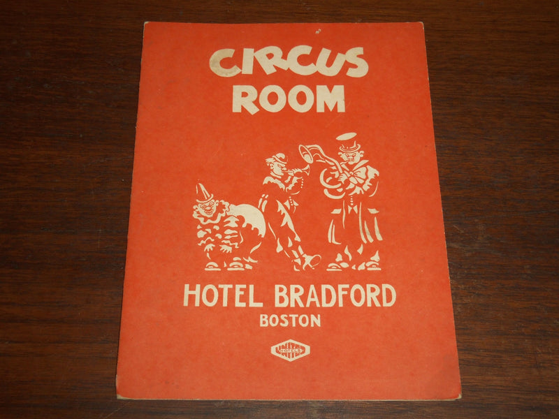 1930'S CIRCUS ROOM WINE LIST - HOTEL BRADFORD - BOSTON - K 1175