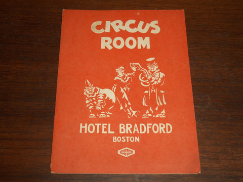 1930'S CIRCUS ROOM WINE LIST - HOTEL BRADFORD - BOSTON - K 1175