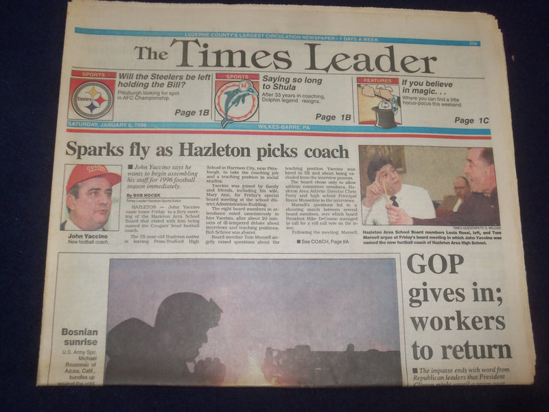1996 JAN 6 WILKES-BARRE TIMES LEADER - GOP GIVES IN; WORKERS TO RETURN - NP 8142