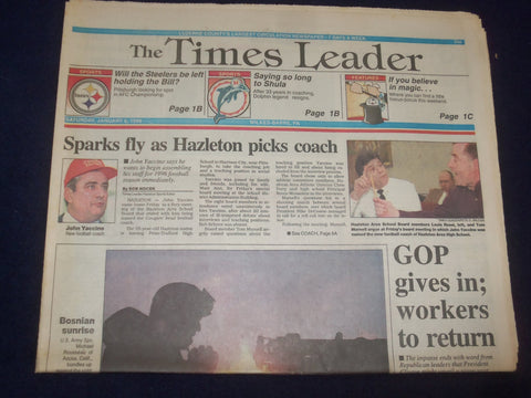1996 JAN 6 WILKES-BARRE TIMES LEADER - GOP GIVES IN; WORKERS TO RETURN - NP 8142