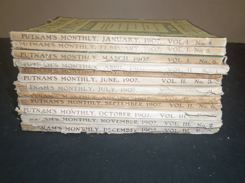 1907 PUTNAM'S MONTHLY MAGAZINE - LOT OF 12 - STORIES, ILLUSTR & PHOTOS - WR 1199