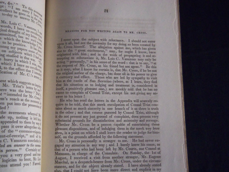 1841 LETTER OF LUIS C. VANUXEM OF MATANZAS N. P. TRIST -NATHANIEL CROSS - J 4339