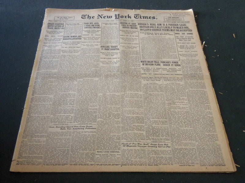 1922 APRIL 17 NEW YORK TIMES - LLOYD GEORGE TERMS MAY BE ACCEPTED - NT 5807