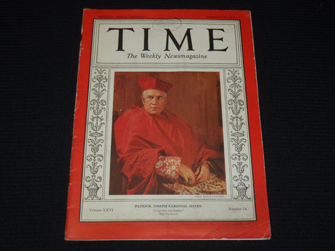 1935 SEPTEMBER 30 TIME MAGAZINE - CARDINAL HAYES- T 488