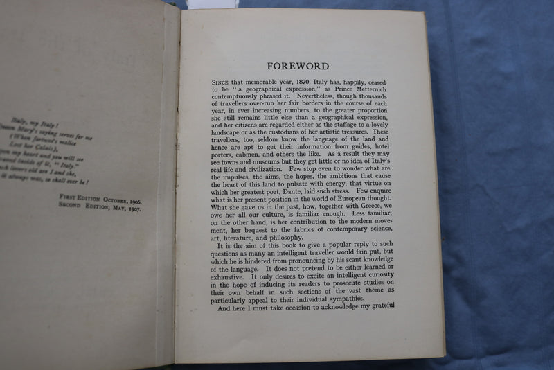 1908 ITALY OF THE ITALIANS HARDCOVER BOOK BY HELEN ZIMMERN- KD 9487