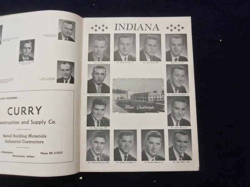1960 OCT 22 FOOTBALL PROGRAM - INDIANA VS. MICHIGAN STATE-HERB ADDERLEY-SP 5454W