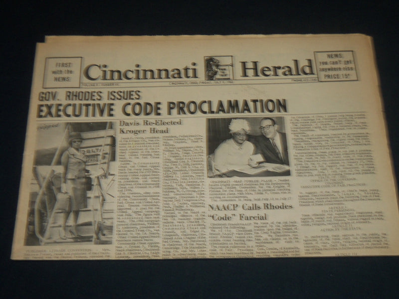 1963 JULY 5 CINCINNATI HERALD - GOV. RHODES ISSUES PROCLAMATION - NP 4404