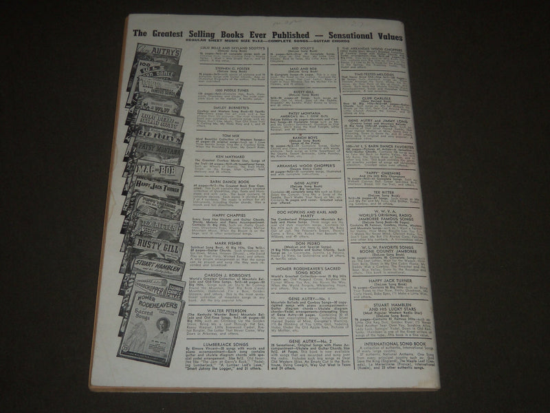 1941 RED FOLEY'S COWBOY SONGS SOFTCOVER BOOK - DELUXE EDITION - J 2537