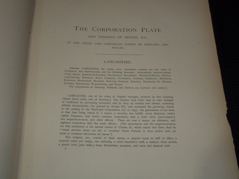 1895 THE CORPORATION PLATE AND INSIGNIA OF OFFICE VOLUME #2 - ENGLAND - Z 239