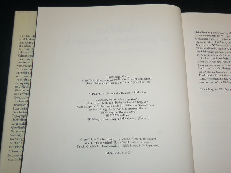 1987 HEIDELBERG IM POETISCHEN AUGENBLICK HARDCOVER BOOK - GERMAN - KD 7102