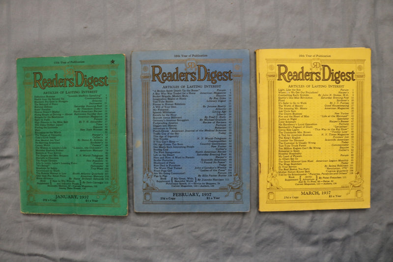1937 READER'S DIGEST MAGAZINE - COMPLETE YEAR - LOT OF 12 - O 3872