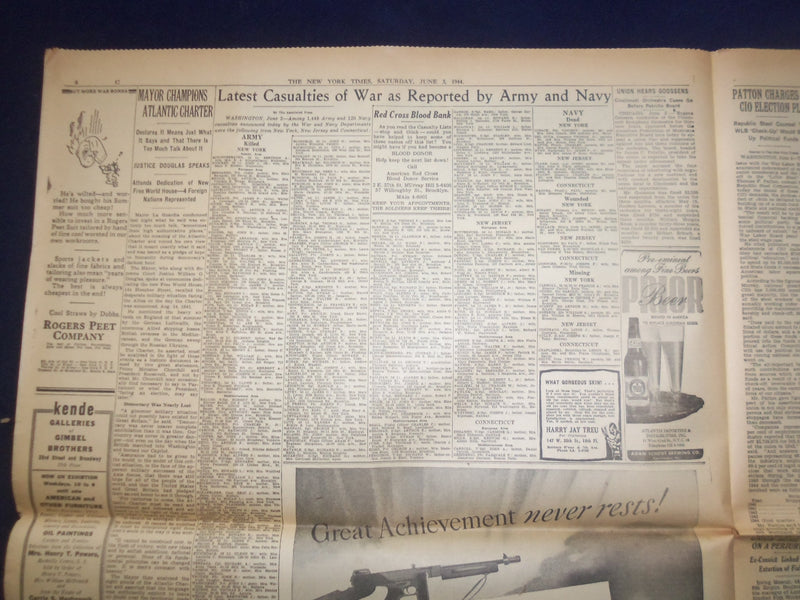1944 JUNE 3 NEW YORK TIMES - AIR FORCE LINKS RUSSIA, WITH BASES THERE - NP 6558