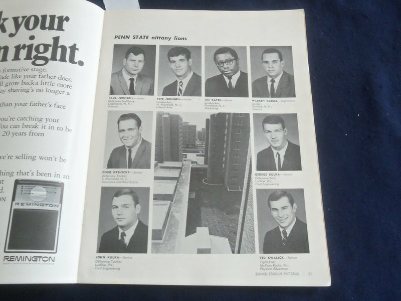 1968 NOV FOOTBALL GAME PROGRAM- ARMY VS PENN STATE- JACK HAM- KWALICK - ST 6044L