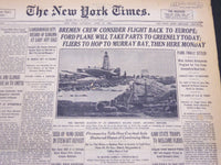 1928 APR 21 NEW YORK TIMES - BREMEN CREW CONSIDER FLIGHT BACK TO ESCAPE- NT 5279