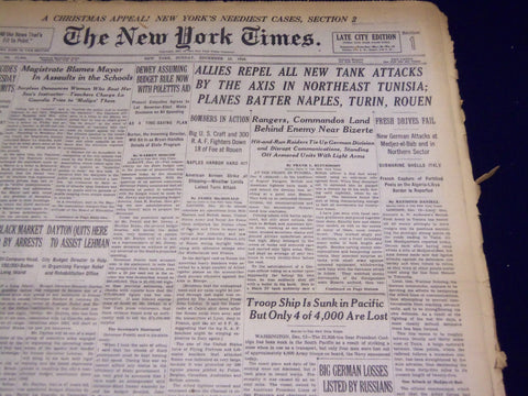 1942 DEC 13 NEW YORK TIMES - PLANES BATTER NAPLES, TURIN, ROUEN - NT 1265