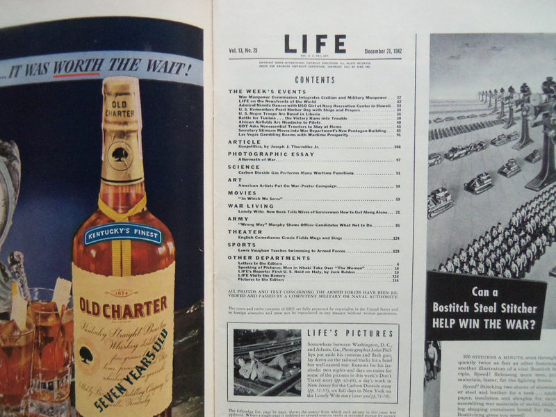 1942 DECEMBER 21 LIFE MAGAZINE - LONELY WIFE - L 318