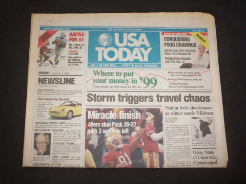 1999 JANUARY 4 USA TODAY NEWSPAPER - STORM TRIGGERS TRAVEL CHAOS - NP 7982