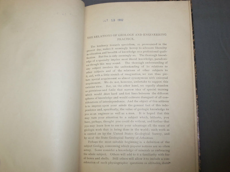 1889 THE RELATIONS OF GEOLOGY AND ENGINEERING PRACTICE - J 4920