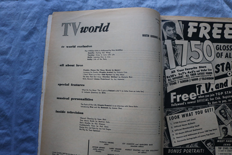 1959 OCTOBER TV WORLD MAGAZINE - EDD BYRNES COVER - ST 1003D