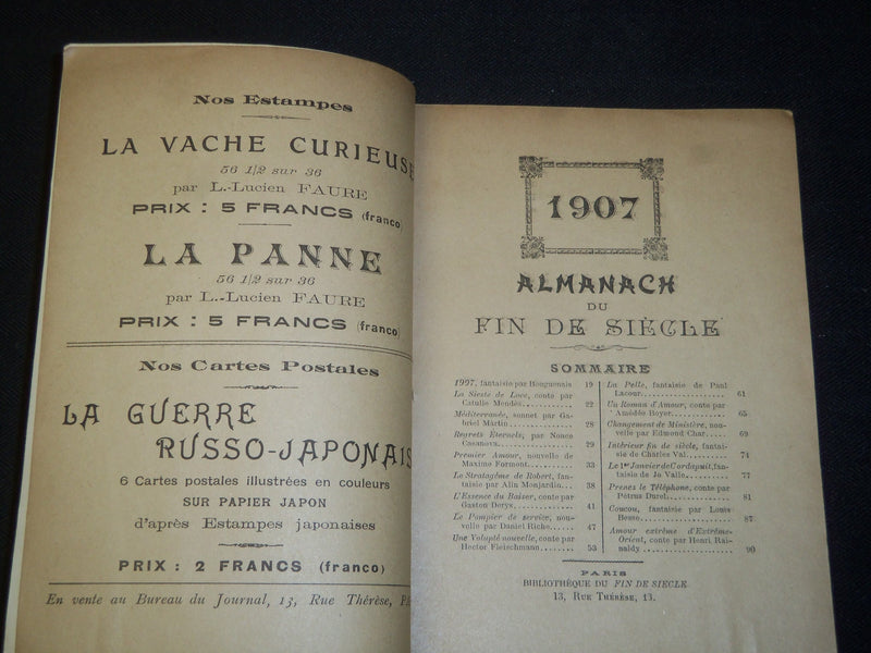 1907 ALMANACH DU FIN DE SIECLE BOOK - FRENCH - NICE ILLUSTRATIONS - J 5478