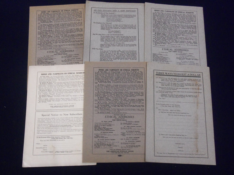 1919-1923 THE STANDARD ETHICAL THINKING MAGAZINE LOT OF 6 ISSUES - O 2695