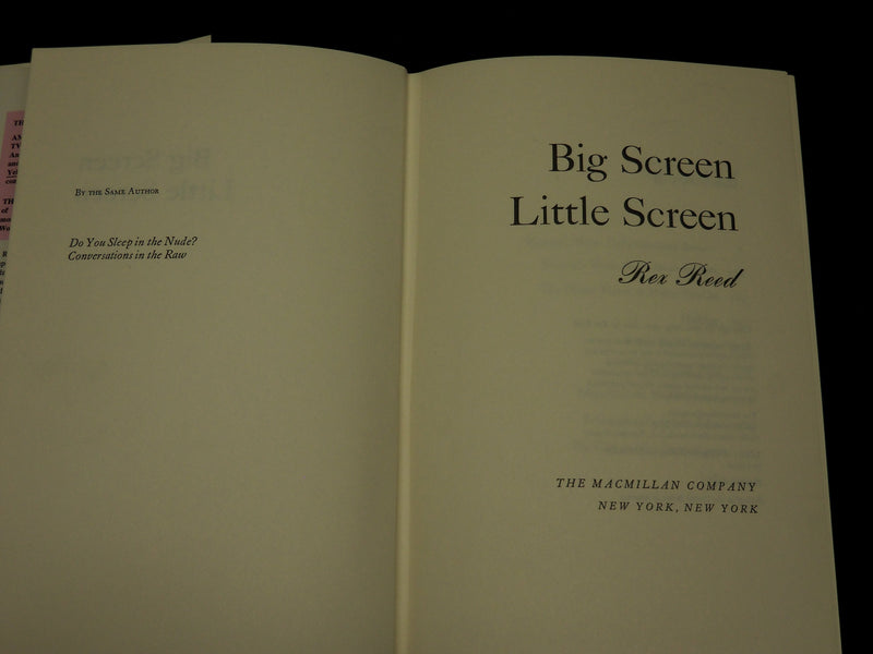 1971 BIG SCREEN LITTLE SCREEN HARDCOVER BOOK INSCRIBED BY REX REED - D 454