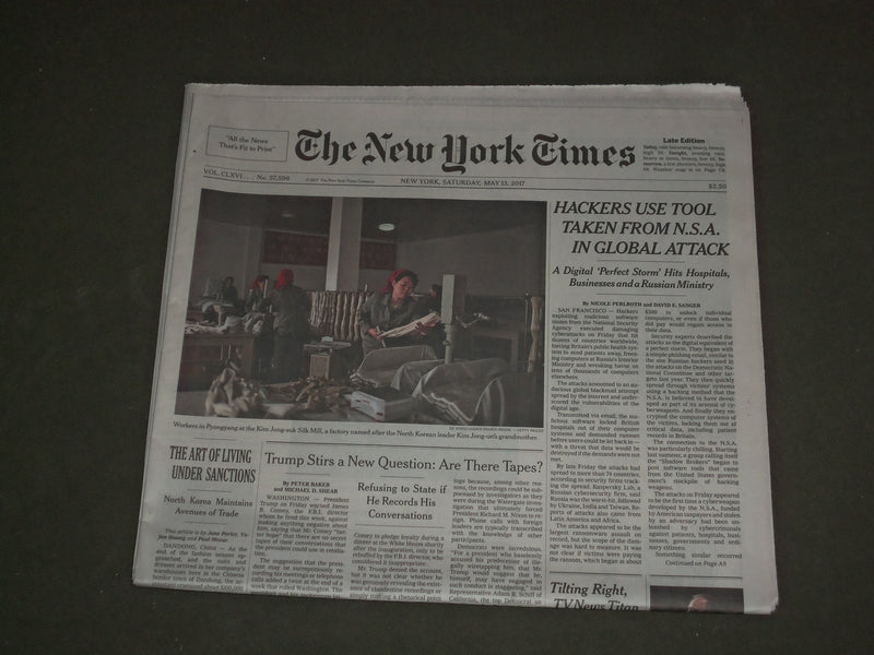 2017 MAY 13 NEW YORK TIMES - HACKERS USE TOOL TAKEN FROM NSA IN GLOBAL ATTACK