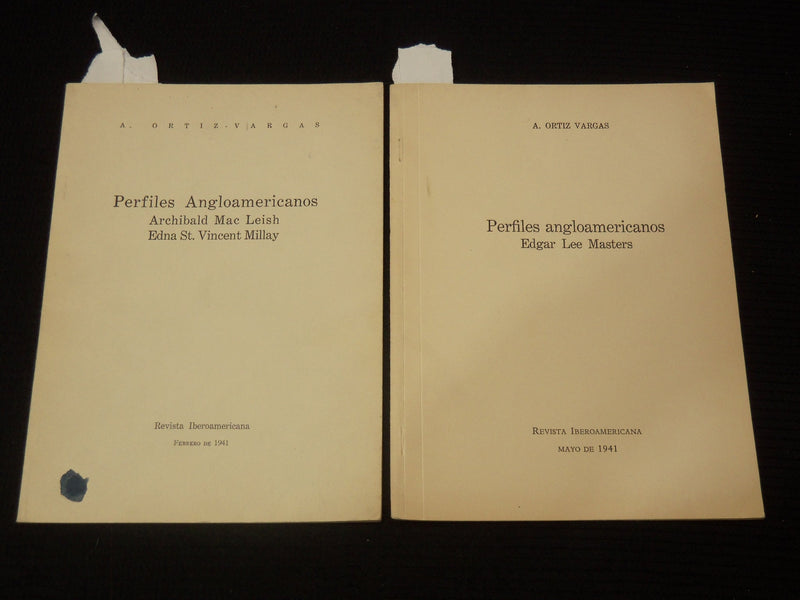 1941 A. ORTIZ VARGAS - PERFILES ANGLOAMERICANOS INSCRIBED LOT OF 2- K 2693