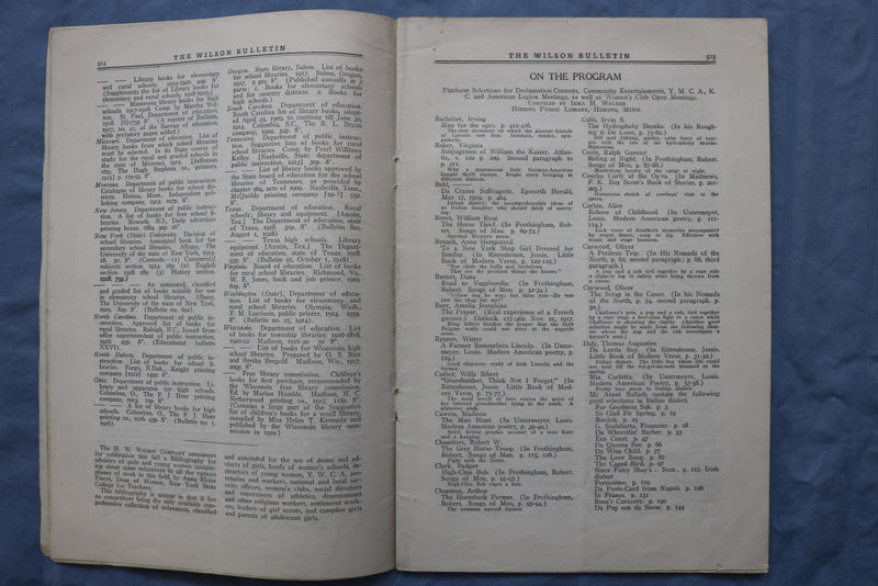 1917-1920 THE WILSON BULLETIN - THE SCHOOL LIBRARY NUMBER - LOT OF 4 - K 2966
