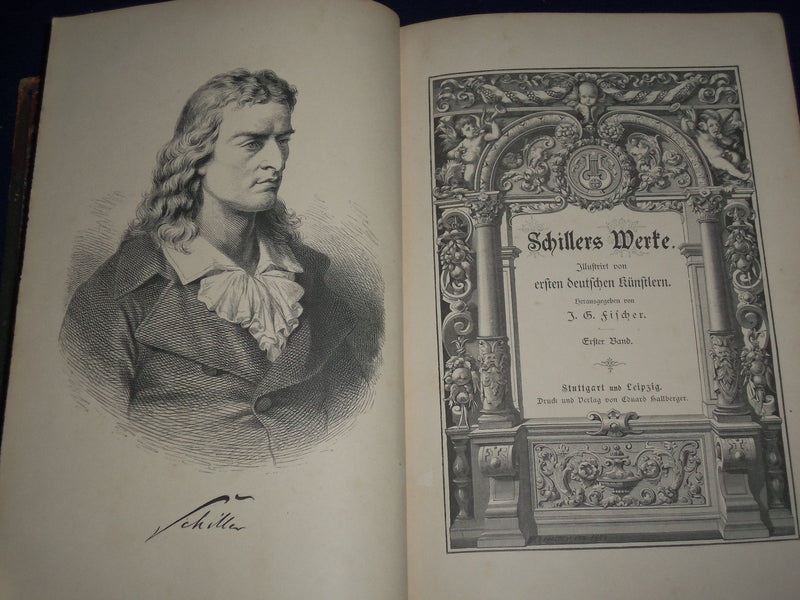 1877 SCHILLERS WERTE SET OF 2 VOLUMES - GERMAN - GREAT ILLUSTRATIONS - KD 2360