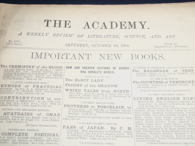 1894 THE ACADEMY WEEKLY REVIEW OF LITERATURE LOT OF 51 ISSUES - LONDON - O 4