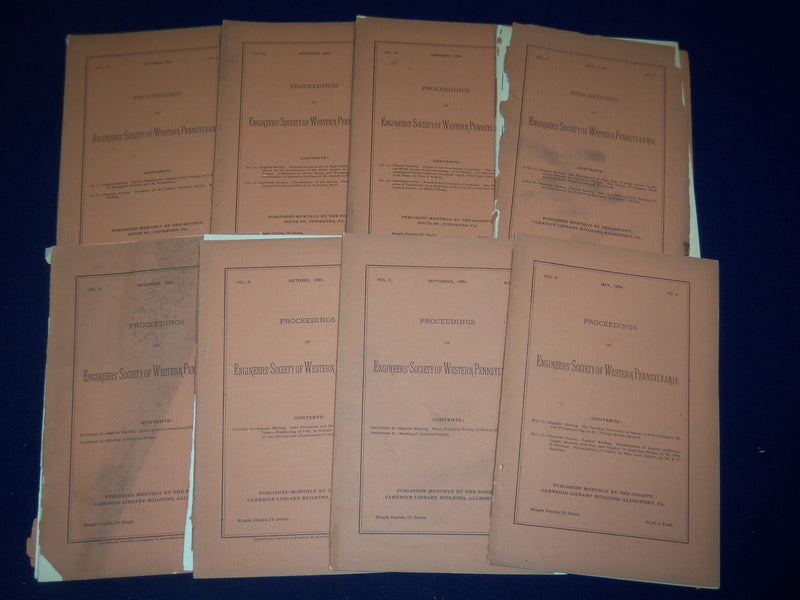 1893-1894 PROCEEDINGS OF ENGINEERS' SOCIETY WESTERN PA. MAGAZINE LOT 8- O 2845