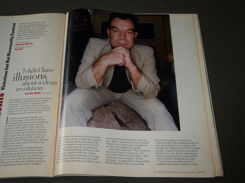 1999 NOVEMBER 7 NEW YORK TIMES MAGAZINE SECTION - LECH WALESA COVER - J 3092