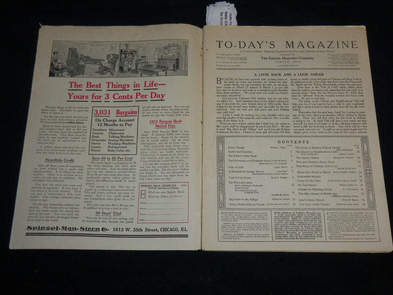 1912 MARCH 15 TO-DAY'S MAGAZINE - NICE COVER BY RHODA CHASE - J 6699