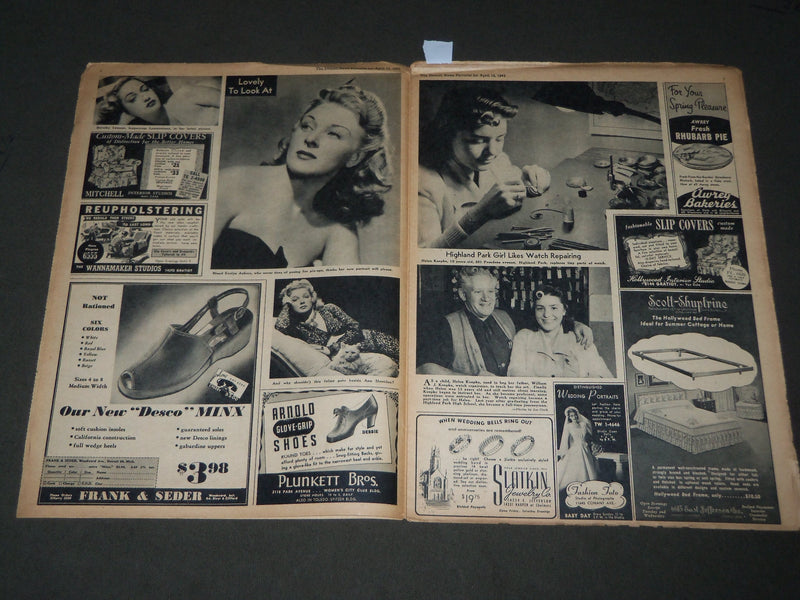 1945 APRIL 15 DETROIT NEWS PICTORIAL MAGAZINE - EVELYN JONES COVER - J 3029