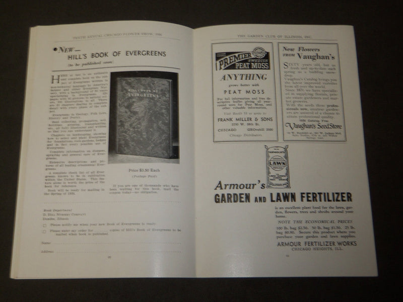1936 CHICAGO FLOWER SHOW 10TH ANNUAL PROGRAM - GARDEN CLUB OF ILLINOIS - J 3489