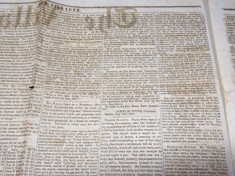 1853 SEPTEMBER 1 THE VILLAGER NEWSPAPER - MASSACHUSETTS - K 57
