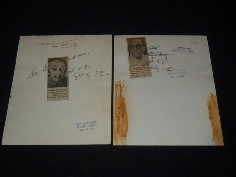 CEDRIC HARDWICKE PRESS PHOTOS LOT OF 2 - 8x10 - #58