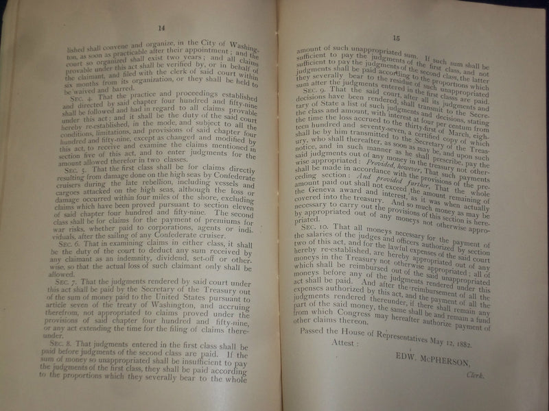 1882 LAWS OF ALABAMA CLAIMS AND RULES OF COURT - J 4483
