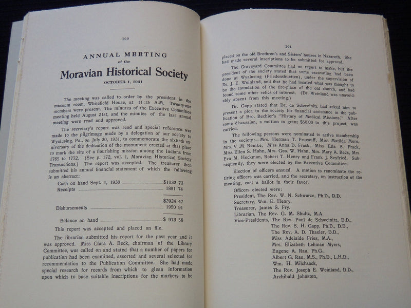 1902-1940 TRANSACTIONS OF THEMORAVIAN HISTORICAL SOCIETY LOT OF 15 - O 2930F