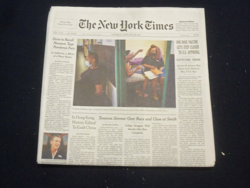 2021 FEBRUARY 25 NEW YORK TIMES - ONE-DOSE VACCINE GETS STEP CLOSER TO APPROVAL