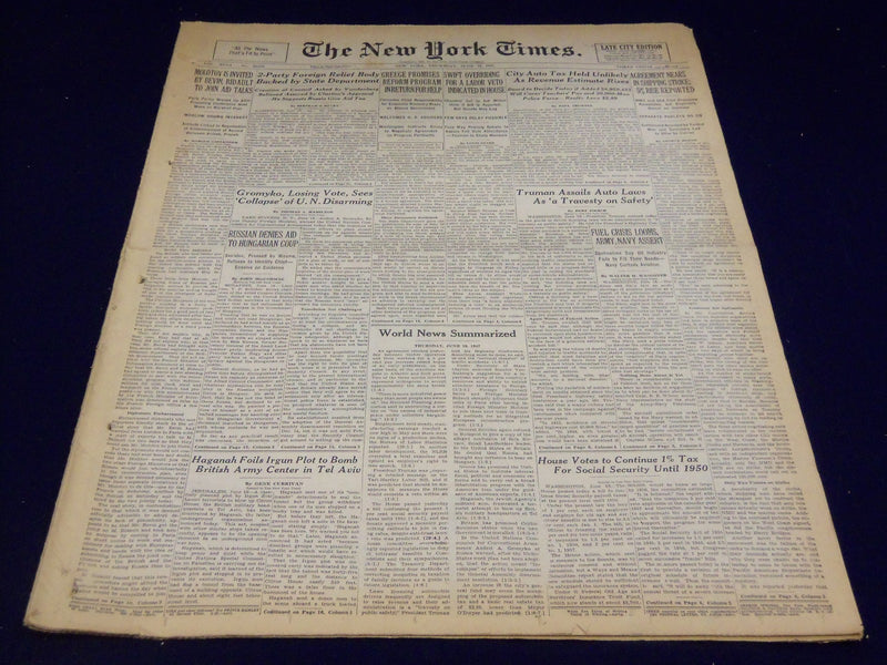 1947 JUNE 19 NEW YORK TIMES - CITY AUTO TAX UNLIKELY - NT 3419