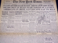1944 NOVEMBER 19 NEW YORK TIMES - 400,000 MEN PUSH NORTH OF AACHEN - NT 2605