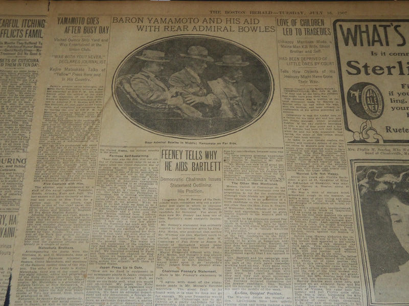 1907 JULY 16 THE BOSTON HERALD - EIGHT DEAD ON BATTLESHIP GEORGIA - BH 253