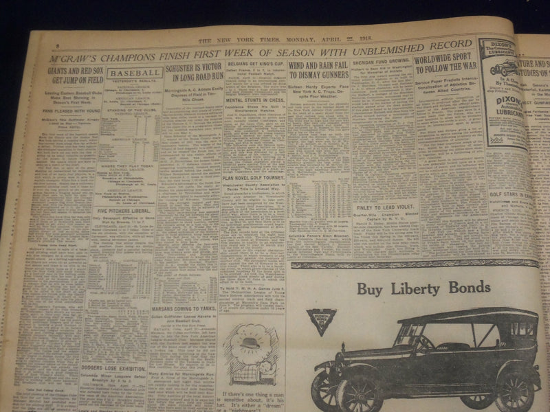 1918 APRIL 22 NEW YORK TIMES- FRENCH AND AMERICANS REGAIN LOST TRENCHES- NT 8220